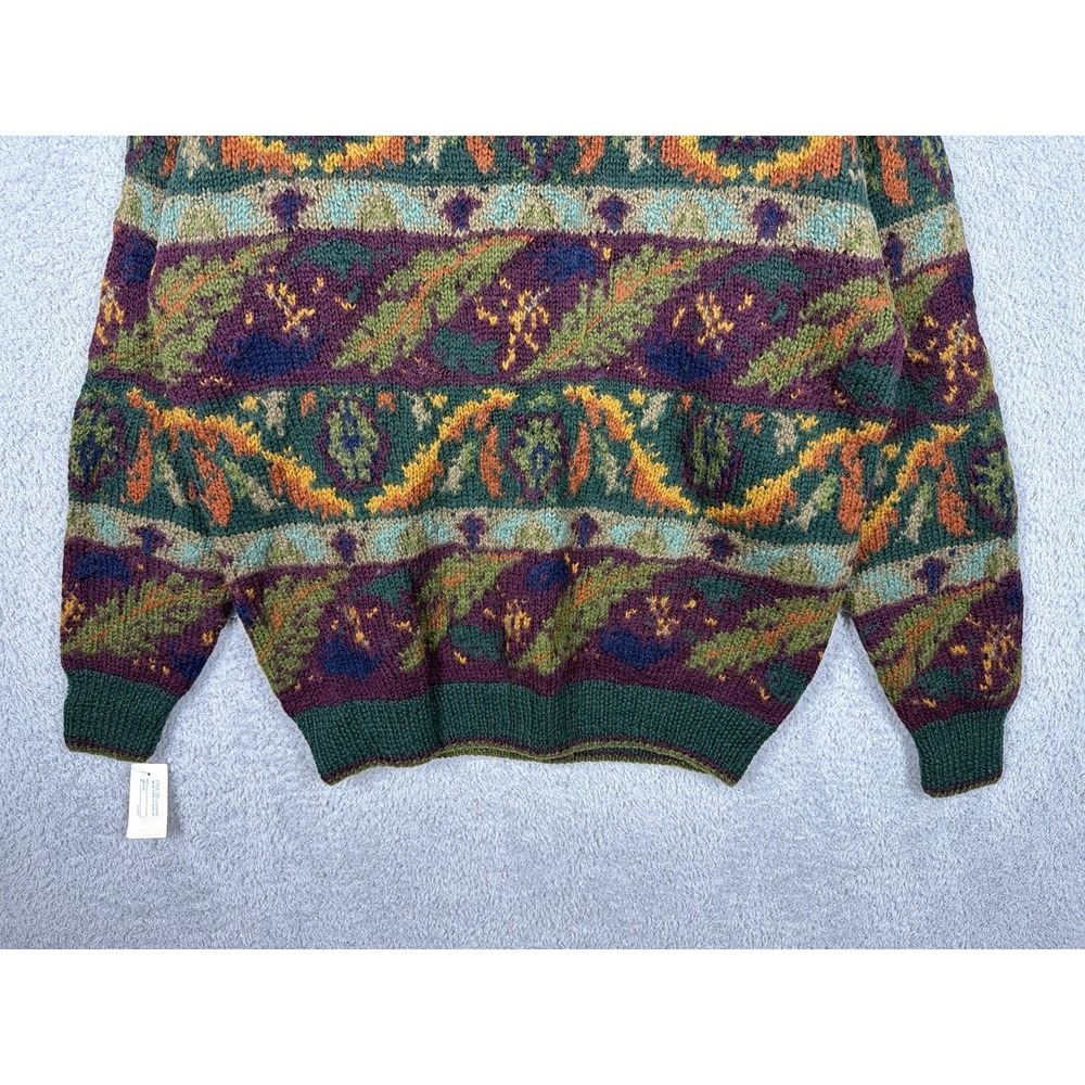 NWT Vitruvian Design Mens M Wool Hand Knit Sweater Multicolor Vintage Nordic VTG - Picture 5 of 8